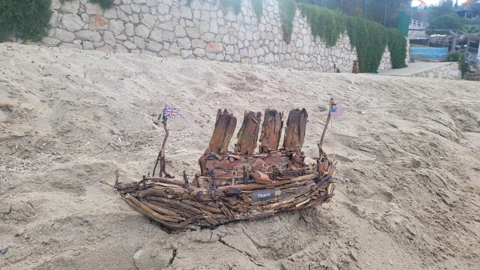 The Vintage Titanic Driftwood Boat Large Wooden Historical Ship Model Homeartparis production