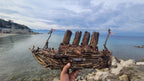 The Vintage Titanic Driftwood Boat Large Wooden Historical Ship Model Homeartparis production