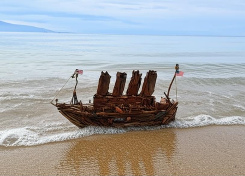 The Vintage Titanic Driftwood Boat Large Wooden Historical Ship Model Homeartparis production