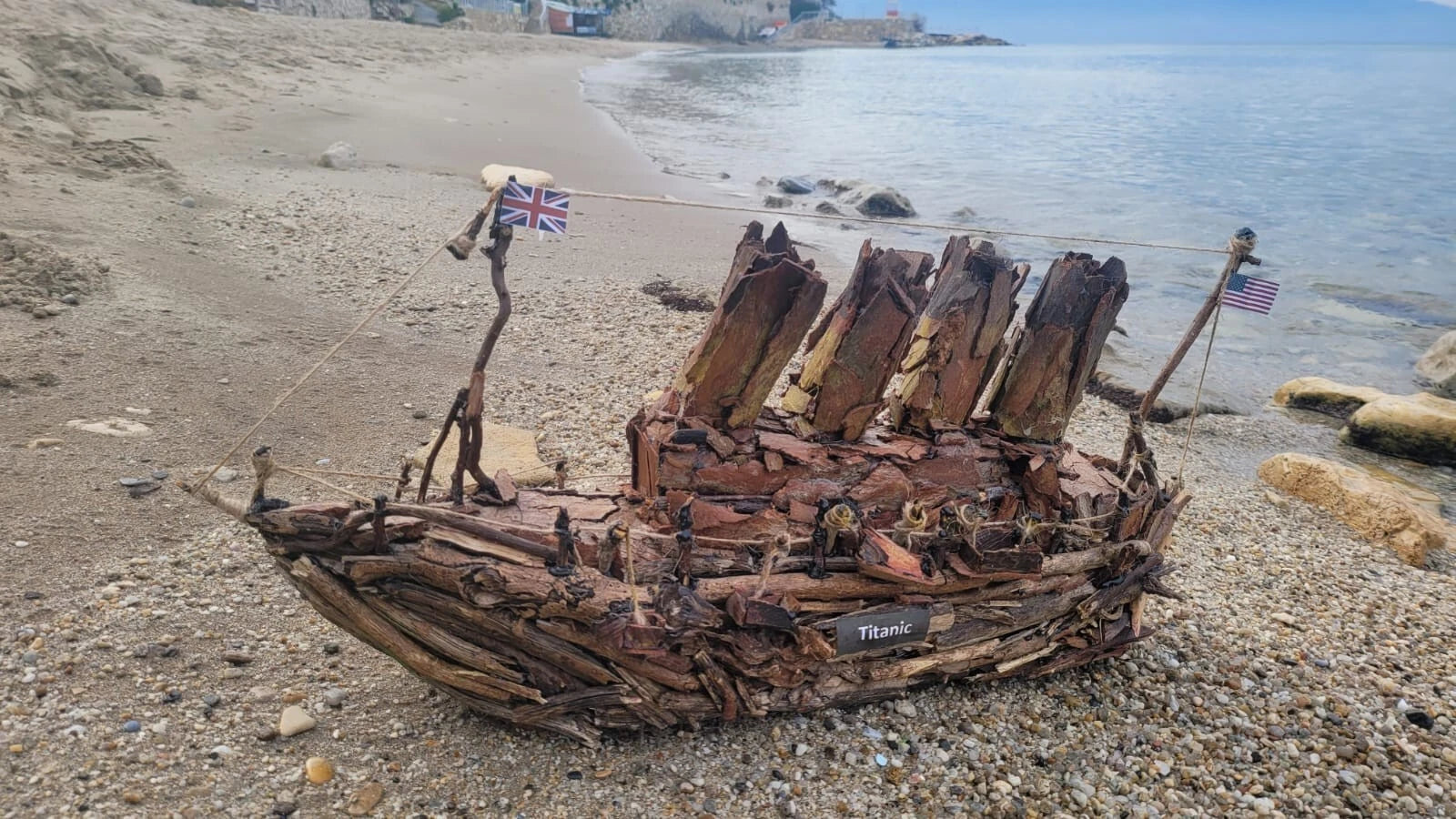 The Vintage Titanic Driftwood Boat Large Wooden Historical Ship Model Homeartparis production