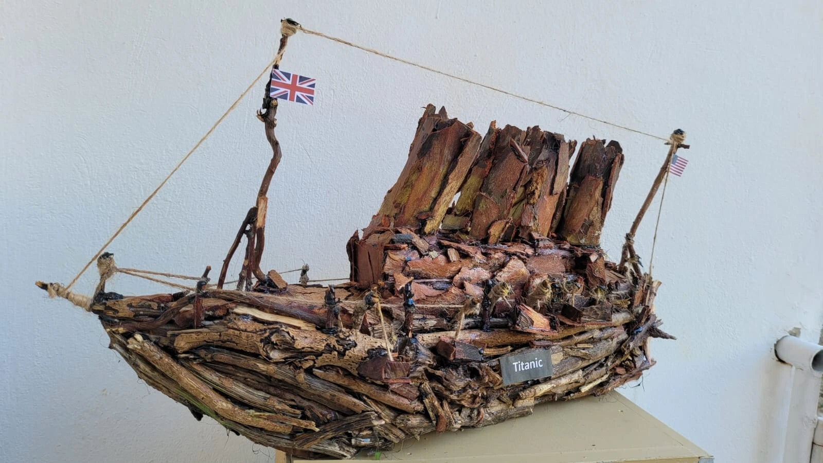 The Vintage Titanic Driftwood Boat Large Wooden Historical Ship Model Homeartparis production
