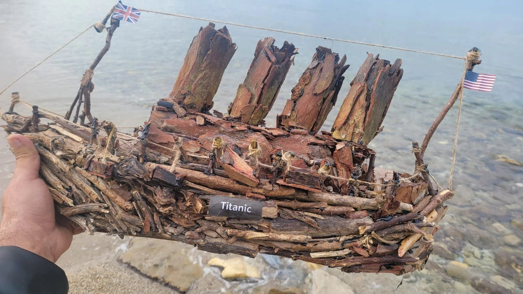 The Vintage Titanic Driftwood Boat Large Wooden Historical Ship Model Homeartparis production