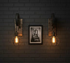 homeartparis - vintage Industrial Pulley Wall Sconce, Rustic Wood Farmhouse Cage Light, Choose Color, Cafe Bar Restaurant Lighting