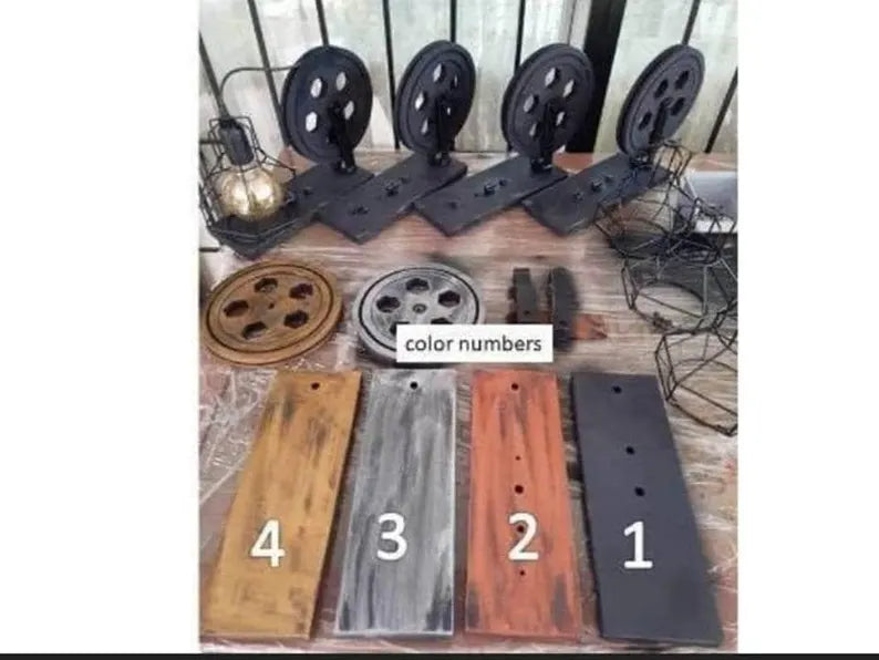 homeartparis - vintage Industrial Pulley Wall Sconce, Rustic Wood Farmhouse Cage Light, Choose Color, Cafe Bar Restaurant Lighting