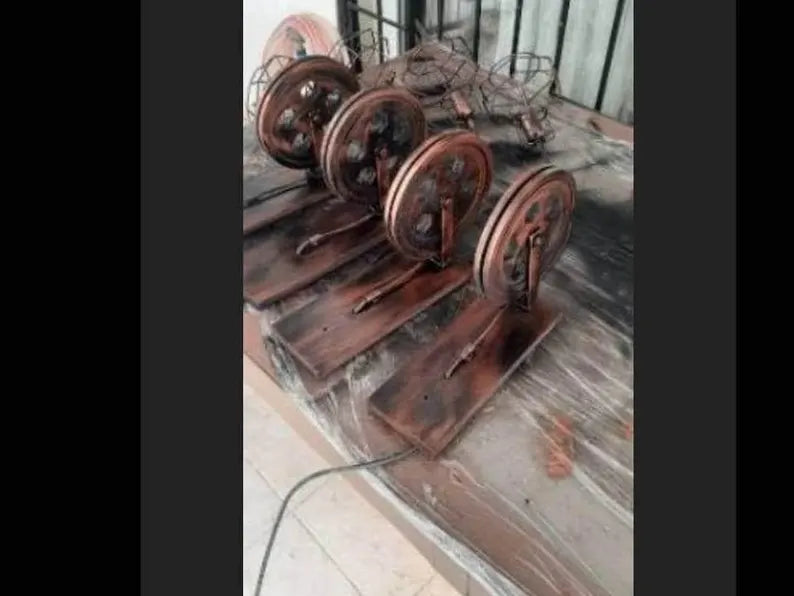 homeartparis - vintage Industrial Pulley Wall Sconce, Rustic Wood Farmhouse Cage Light, Choose Color, Cafe Bar Restaurant Lighting